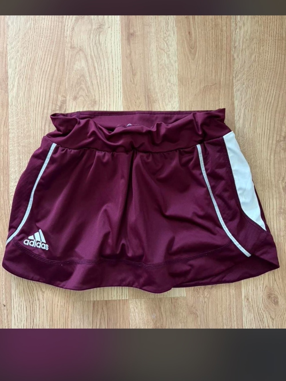 adidas Burgundy Athletic Skort with White Trim